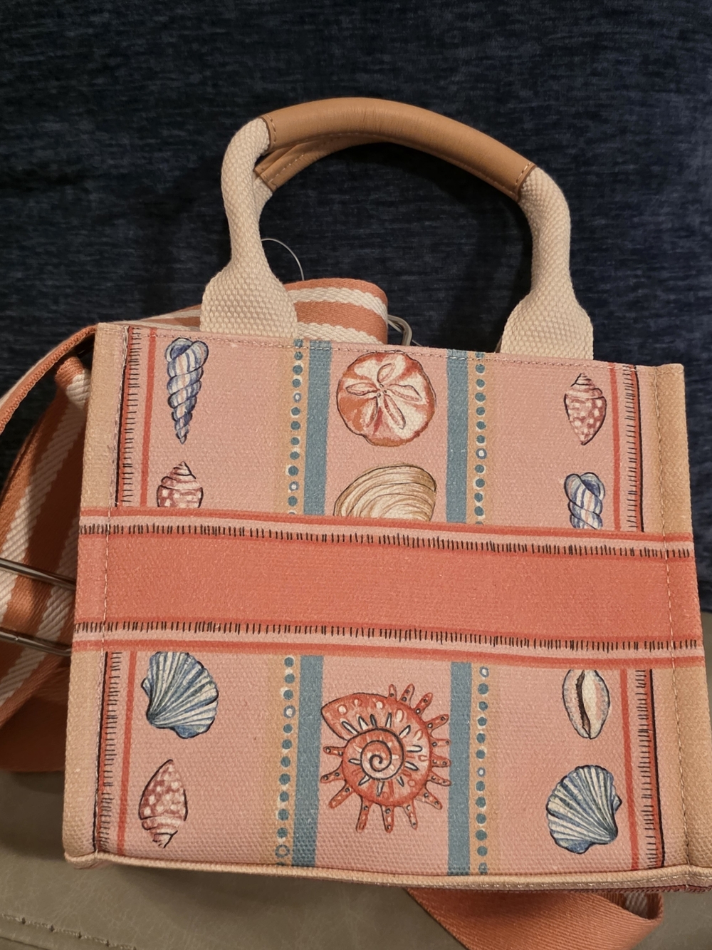 Sea La Vie Canvas Tote BRIGHTON MINI CANVAS TOTE CROSSBODY BAG PURSE Seashell - Picture 3 of 6